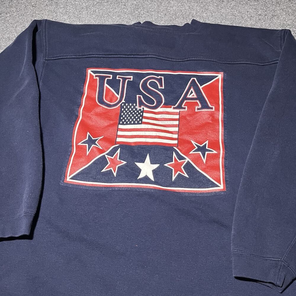 Vintage Galt Sand Sweatshirt Mens Large Blue USA Flag Stars Stripes Graphic